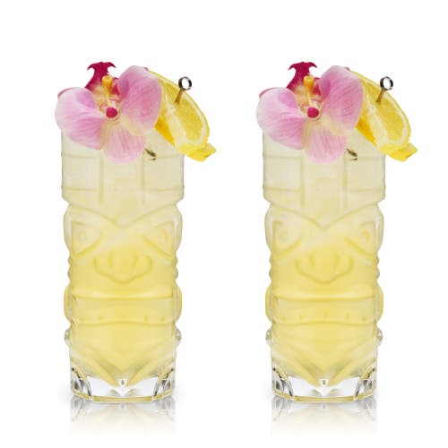 Viski Pacific Crystal Tiki Glasses Set Of 2 In Clear