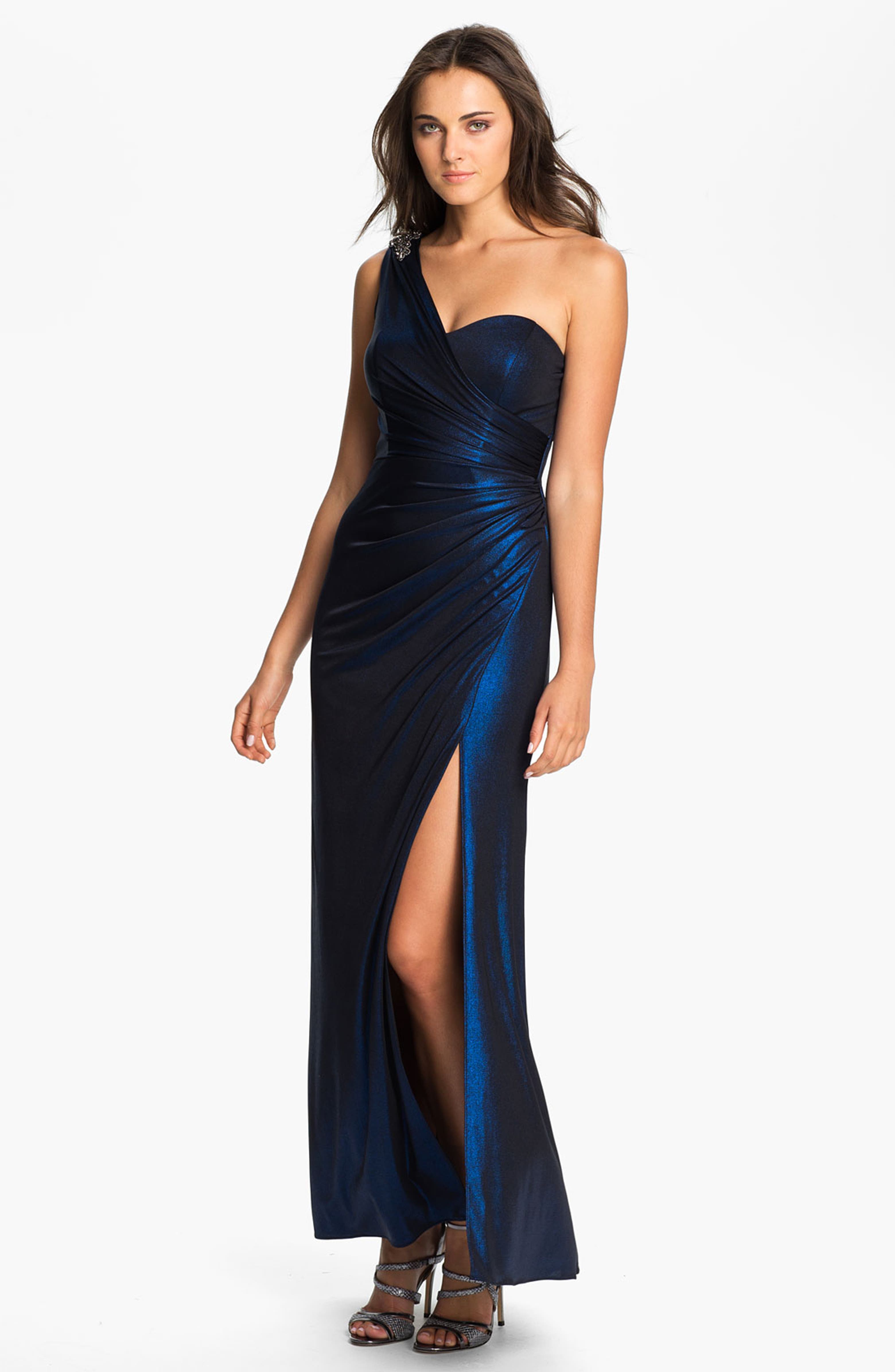 Xscape One Shoulder Ruched Jersey Gown | Nordstrom