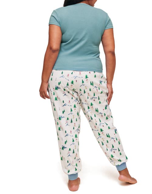 Adore Me Caileigh Pajama T-shirt & Jogger Set In Convo White