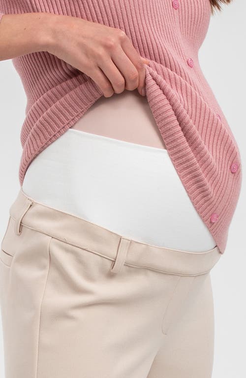 Pietro Brunelli Noah Adjustable Waist Straight Leg Maternity Pants In Medium Beige