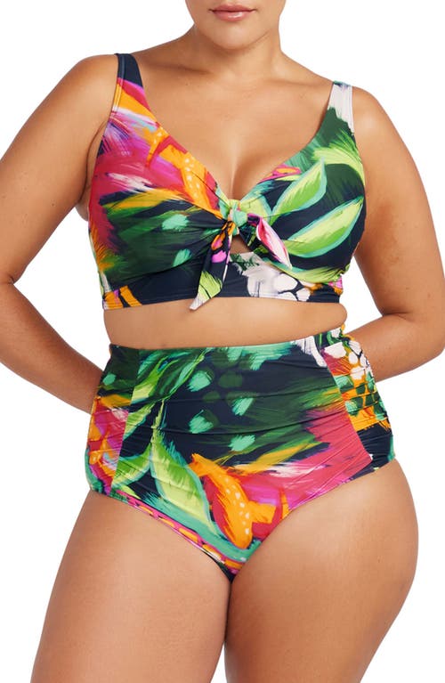 Artesands Chelona High-waist Ruched Bikini Bottoms In Navy
