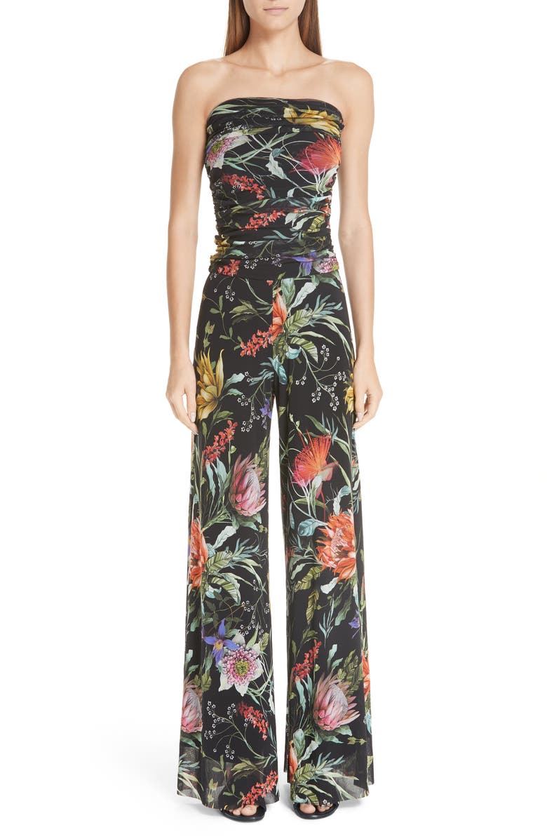 Fuzzi Floral Tulle Strapless Jumpsuit | Nordstrom