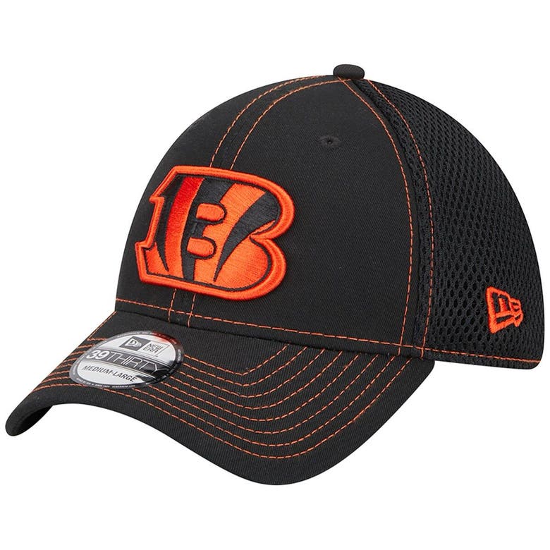 Men's New Era Black Cincinnati Bengals Team Neo Pop 39THIRTY Flex Hat