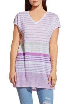 Two by Vince Camuto Stripe V-Neck Tunic | Nordstrom