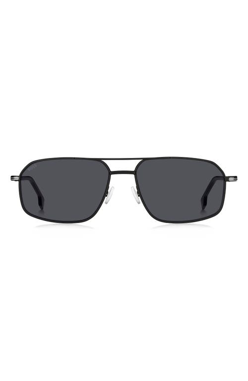 BOSS 58mm Aviator Sunglasses in Matte/Black Silver at Nordstrom