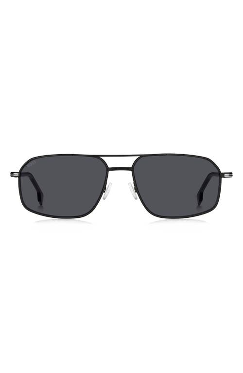 BOSS 58mm Aviator Sunglasses in Matte/Black Silver 