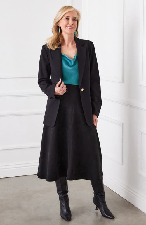 Karen Kane Faux Suede Midi Skirt In Black