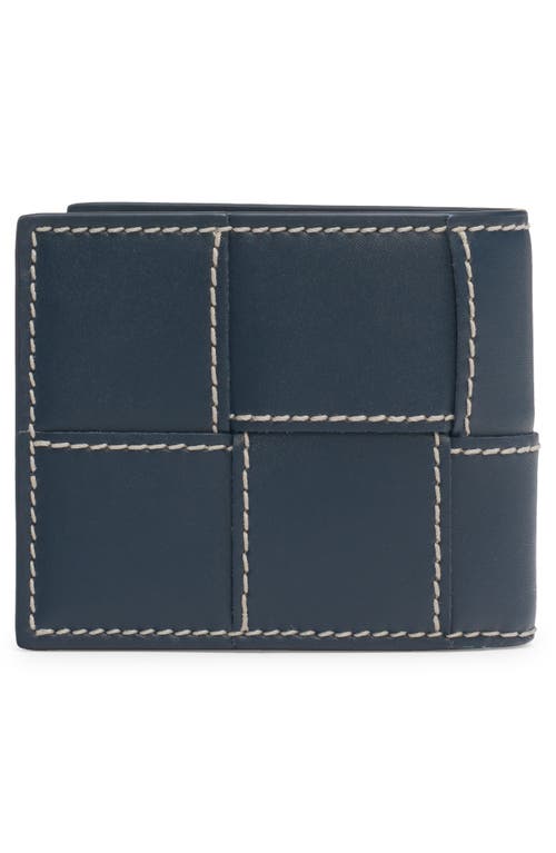 Shop Bottega Veneta Cassette Intreccio Leather Bifold Wallet In Deep Blue