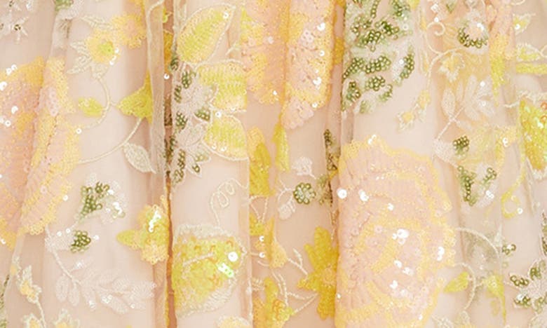 Shop Dress The Population Delaney Floral One-shoulder Fit & Flare Minidress In Canary Multi