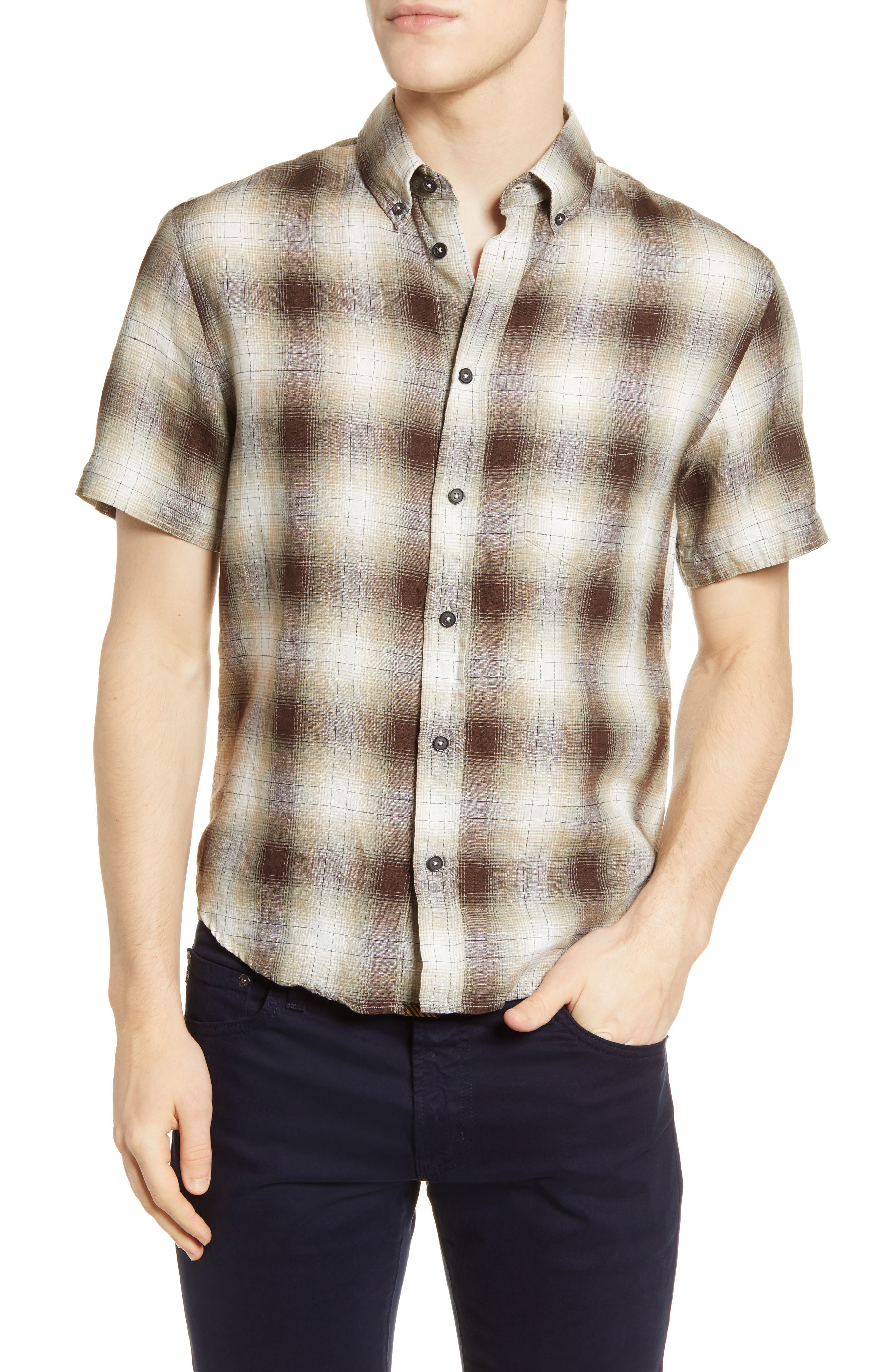 slim fit linen shirt short sleeve