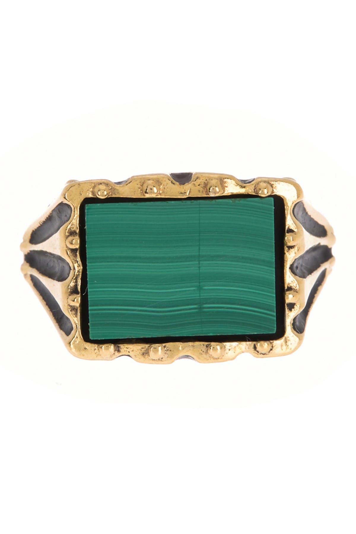 Alex And Ani 14k Yellow Gold Plated Sterling Silver Malachite Signet Ring