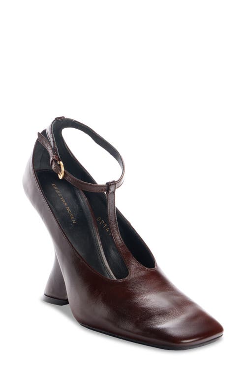 Dries Van Noten Dented Wedge Pump In Dark Brown