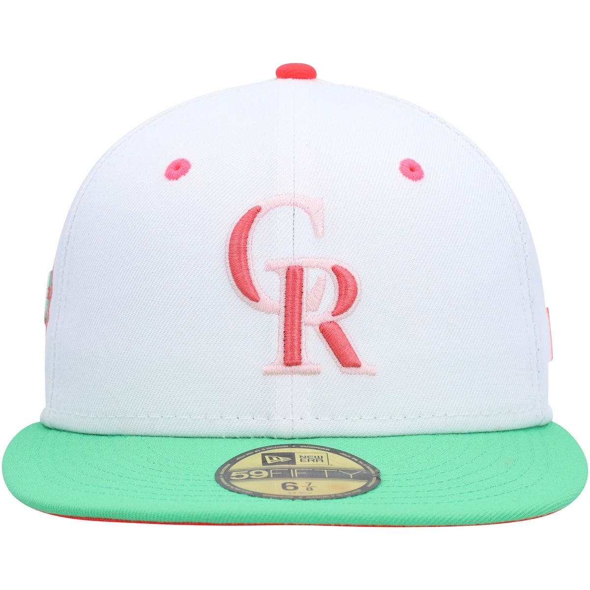 New Era Men's New Era White/Green Colorado Rockies 20th Anniversary Watermelon Lolli 59FIFTY