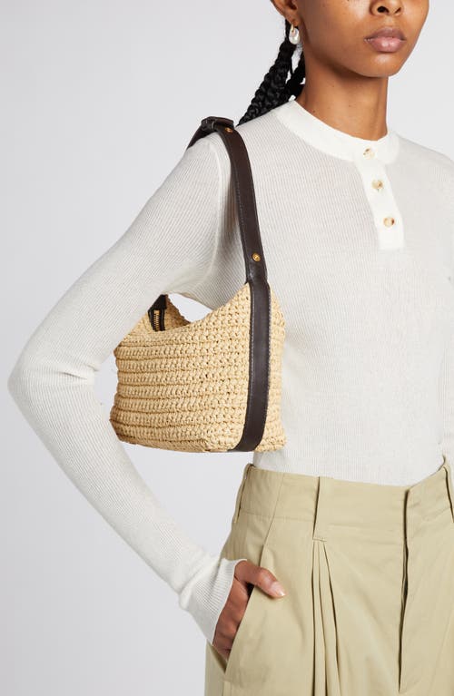 Shop Bottega Veneta Mini Wallace Raffia Crochet Shoulder Bag In Natural/fondant/gold