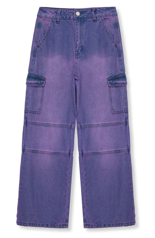 Shop Habitual Kids Kids' Overdyed Cargo Jeans In Purple