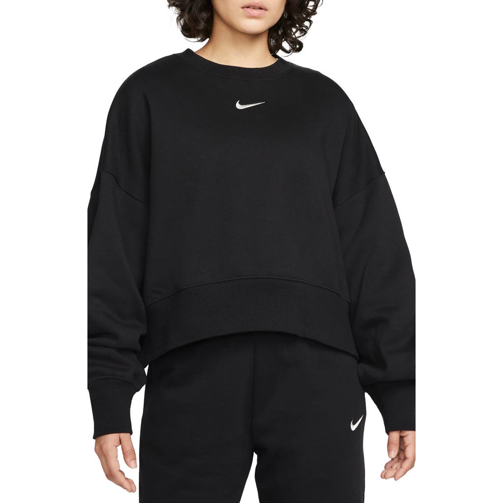 Nike Women's Sportswear Collection Essentials Over-oversized Fleece Crew Sweatshirt In Black