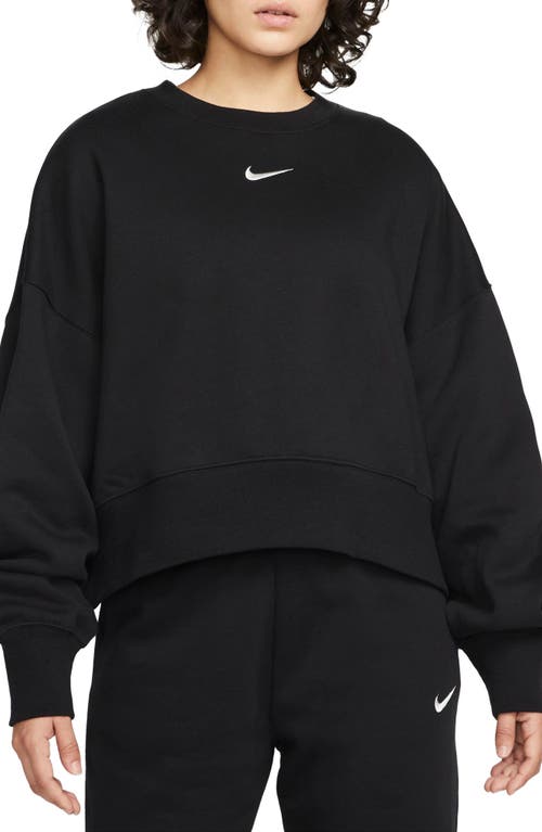 Nike Phoenix Fleece Crewneck Sweatshirt in Black/Sail