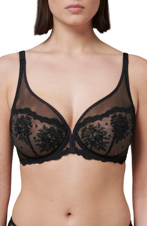 Shop Simone Perele Intrigue Sheer Full Coverage Underwire Plunge Bra In Black