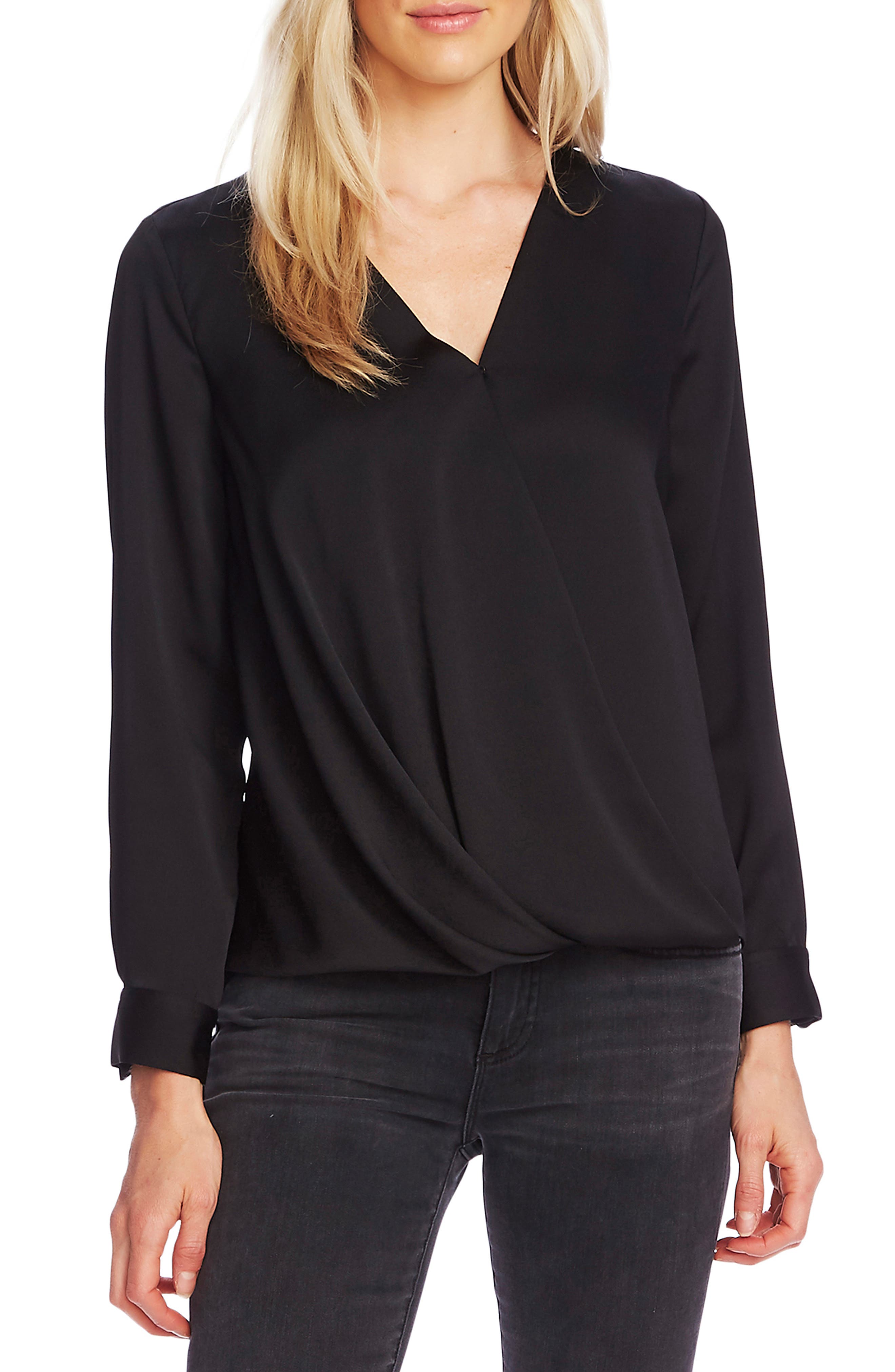 Vince Camuto Faux Wrap Satin Blouse | Nordstrom