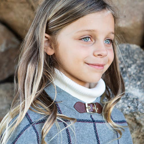 Shop Hope & Henry Girls' Organic Sweater Cape, Kids In Gray Plaid