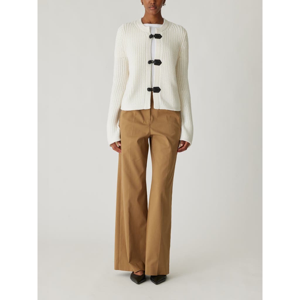 Rebecca Taylor Novlety Wool Toggle Cardi In Cream