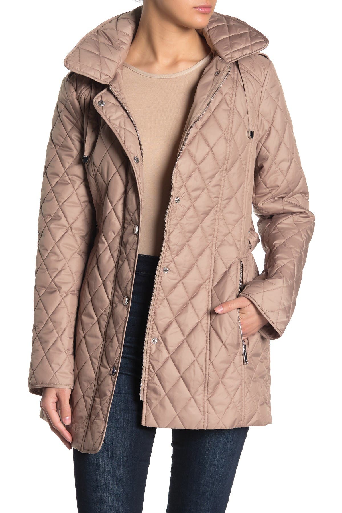 London Fog Missy Quilted Belted Jacket Nordstrom Rack