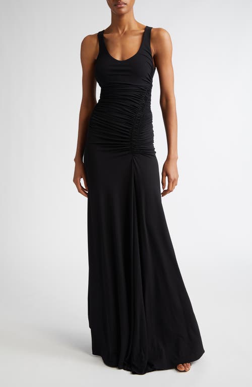 Michael Kors Collection Ruched Jersey Sleeveless Gown In Black