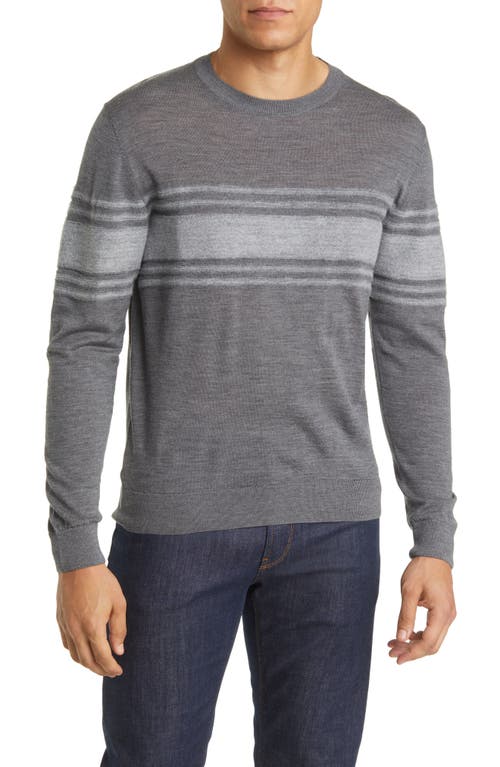 Robert Barakett Swanson Engineered Stripe Wool Sweater in Grey at Nordstrom, Size Medium