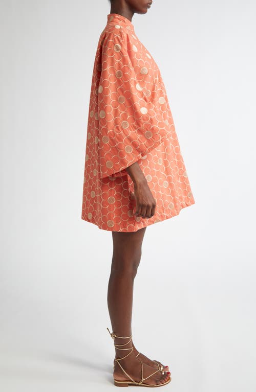 La Vie Style House Flower Embroidered Cover-up Minidress In Orange