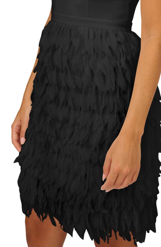 Shop Adrianna Papell Asymmetric Chiffon & Crepe Knit Cocktail Dress In Black