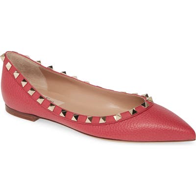 Valentino Garavani Rockstud Pointy Toe Flat, Pink
