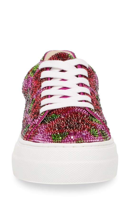 Shop Betsey Johnson Sidny Crystal Pavé Platform Sneaker In Fuchsia Rose