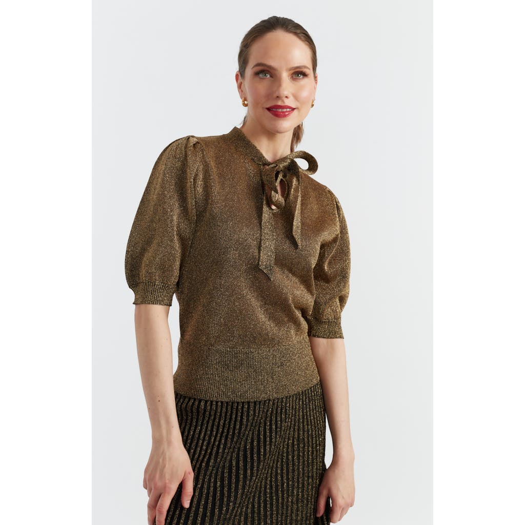 Chinti & Parker Bow-short Sleeve Top In Gold Lurex