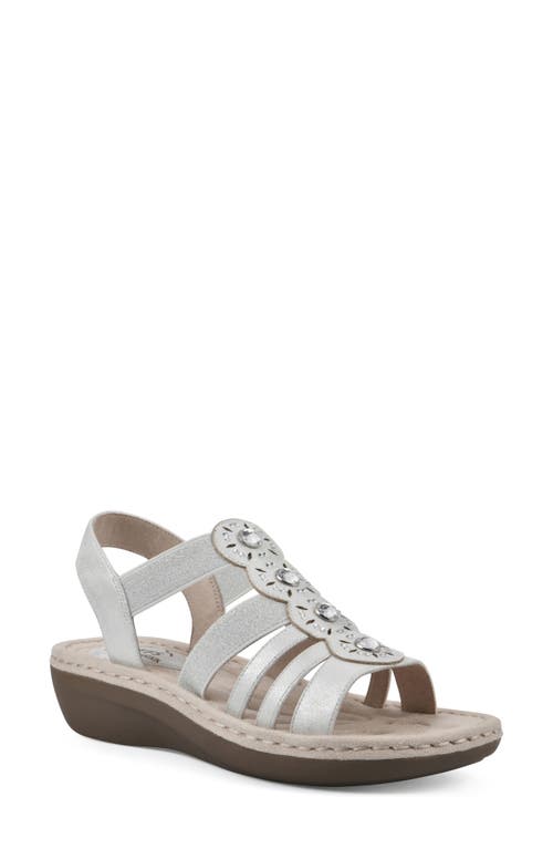 Cliffs By White Mountain Camryn Strappy Wedge Sandal In Silver/met/sueded Smooth