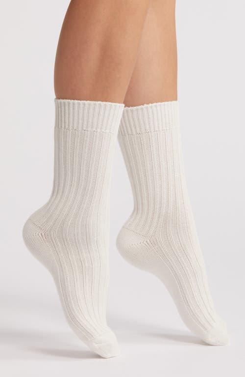 Casa Clara Rib Cotton Blend Crew Socks In White