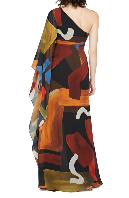 HALSTON HALSTON NUSI CHIFFON ONE-SHOULDER MAXI DRESS