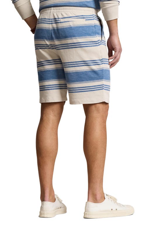 Shop Polo Ralph Lauren Stripe Terry Cloth Drawstring Shorts In Patina Stripe