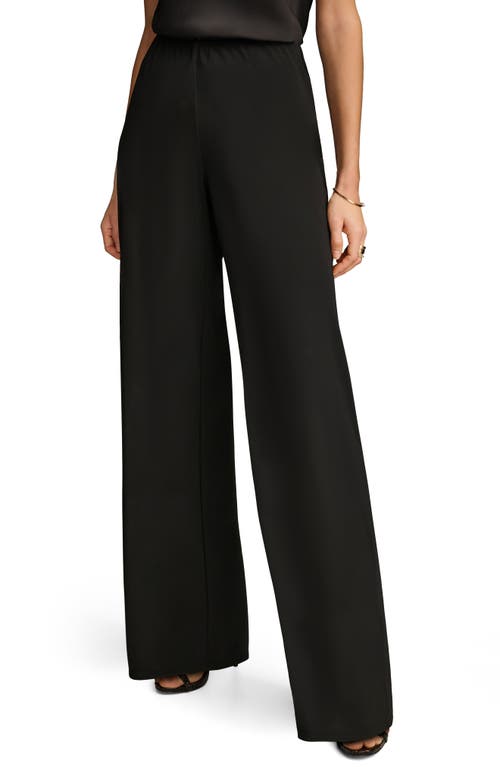 Donna Karan Flat Front Wide Leg Pants In Black