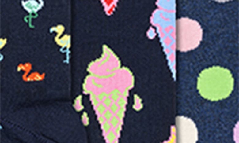 Happy Socks Assorted 3-pack Crew Socks Gift Box In Navy Multi
