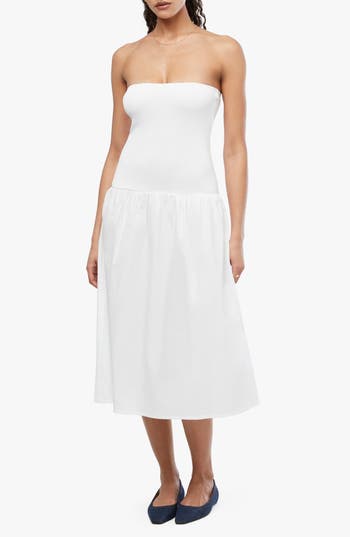 Shop Weworewhat We Wore What Strapless Mixed Media Midi Dress In White