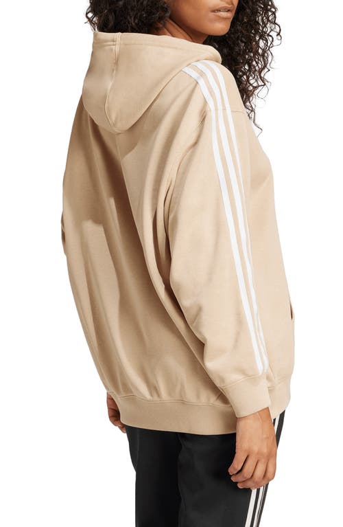 Shop Adidas Originals Adidas Adicolor 3-stripes Oversize Hoodie In Magic Beige