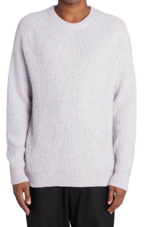 Agnona Cashmere & Silk Cable Crewneck Sweater in Lavender/Ice
