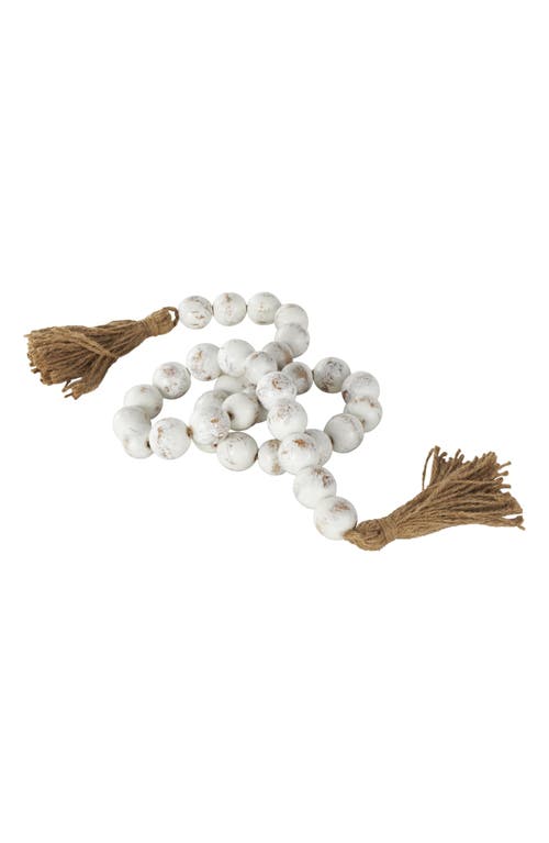 Willow Row Bohemian Wood Beaded Tassel Garland In Cream