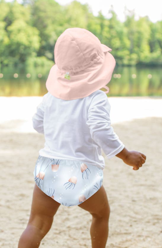 Shop Green Sprouts Long Sleeve Two-piece Rashguard Swimsuit & Sun Hat Set In Light Blue Jellyfish