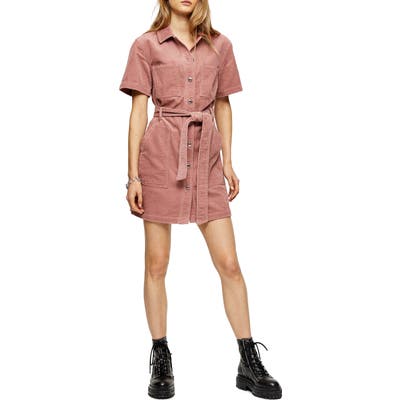 Topshop Corduroy Minidress, US (fits like 10-12) - Pink