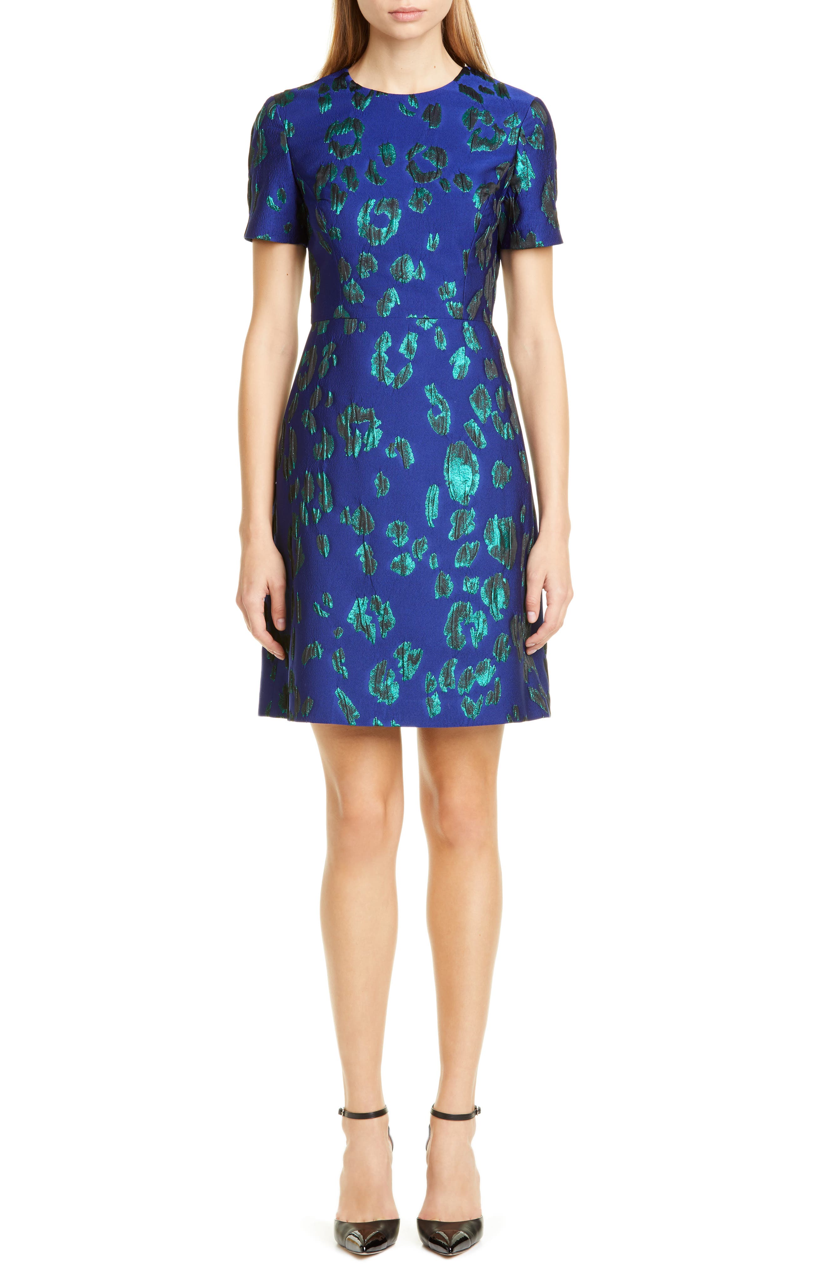 Jason Wu Collection Leopard Satin Jacquard Sheath Dress, Blue