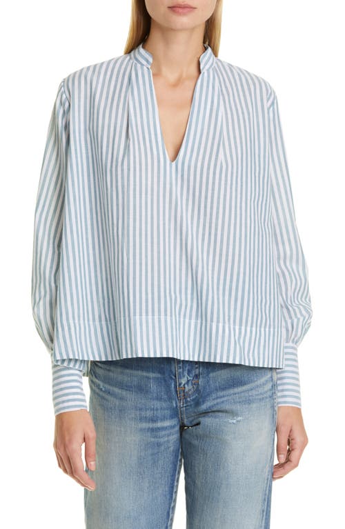 MILLE Freya Floral Embroidered Cotton Top in Calais Stripe