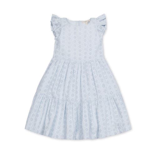 Shop Hope & Henry Girls' Organic Tiered Eyelet Dress, Kids In Pale Blue Eyelet