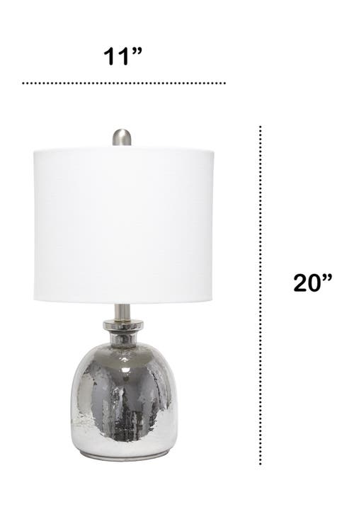 Shop Lalia Home Metallic Gray Hammered Glass Jar Table Lamp With White Linen Shade In Metallic Gray/white