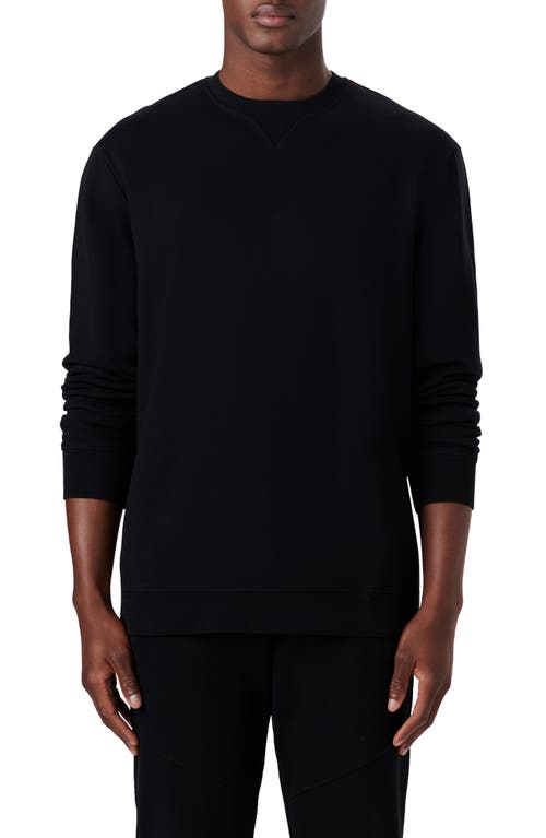 Bugatchi Comfort Crewneck Cotton Sweatshirt in Black at Nordstrom, Size Medium